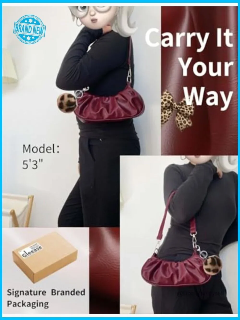 Vintage Hobo Shoulder Bag Faux Leather Minimalist Chic Retro Handbag Zipper